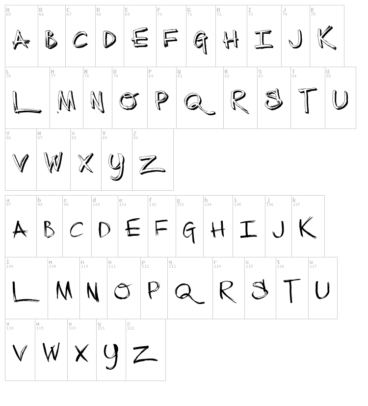 The Low Down font map